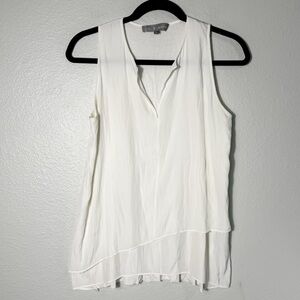 Lola & Sophie White Layered V Neck Sleeveless Blouse Tank Top